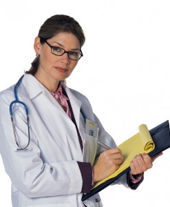 Picture of doctor writing